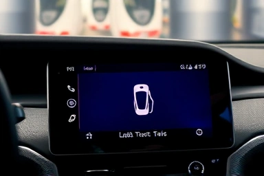 Electric vehicle charging station navigation on car dashboard